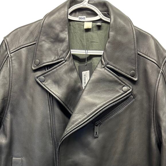 NWT Ted Baker London Men’s Ovine Leather CARVE Biker Jacket Blk Sz XL MSRP $1095 - Picture 1 of 17
